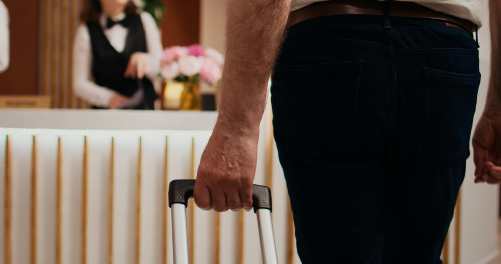 Guest arriving at a hotel with high occupancy